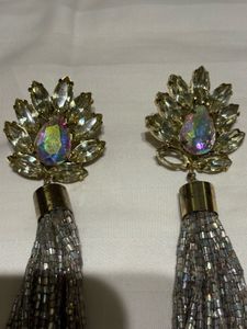 Beautiful Silver Earrings With Long Tassels