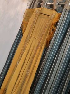 Mustard Yellow Embroidered Indian Outfit