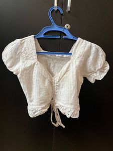 White Eyelet Crop Top