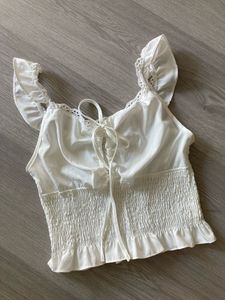 White Ruffle Crop Top