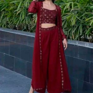 Plazzo Kurta Set With Shrug