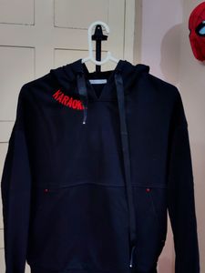 💥BUY1GET1💥 UNISEX imported black hooded sweatshirt with red embroidered