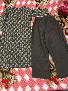 Brown Printed Kurta Set