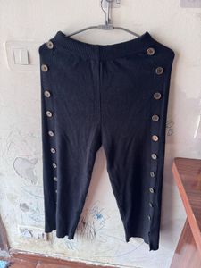 Black Button Korean Knitted Pant