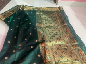 New Green Saree With Blouse Piece