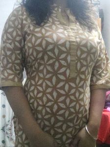 Brown Patterned Kurti - Casual Chic