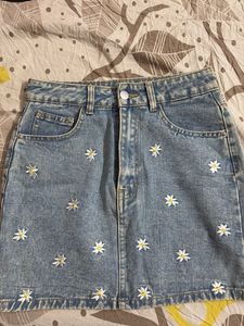 Floral Denim Mini Skirt