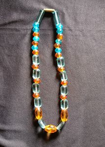 Handmade Blue Orange Crystal Necklace 💙🧡