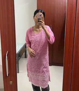 Pink Embroidered Kurta