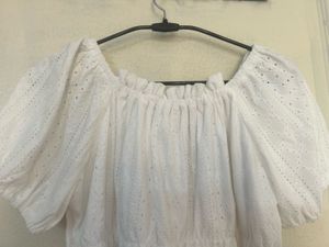 White Eyelet Puff Sleeve Top