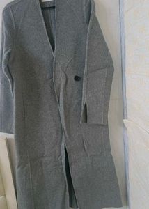 Woolen Winter Gray Long Coat For Girlsnd Womens