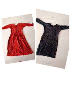 2 Kurty Red &amp;black Cotton