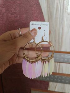 Sequin Drop Hoop Earrings
