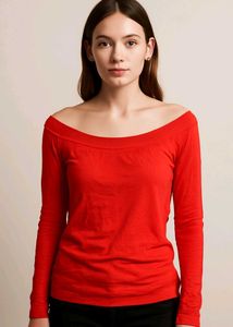 Red Long Sleeve Top Off Shoulder ❤️❤️