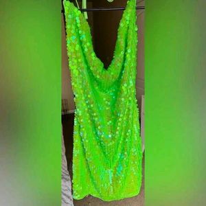 Pretty Little Thing Sequin Dress Short Green Party