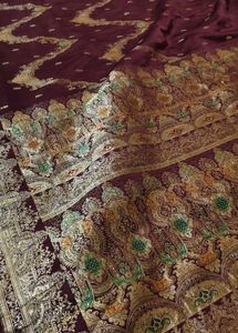 expansive 🔥 Maroon Banarasi Silk Saree 😍