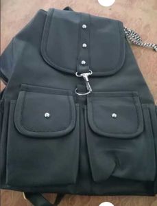 Black Backpack with Teddy Bear Charm