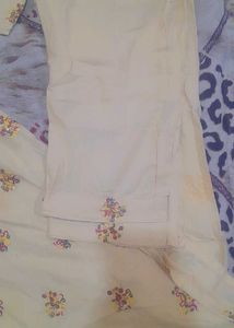 Light Yellow Embroidered Kurti