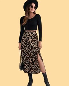 Leopard Print Midi Skirt
