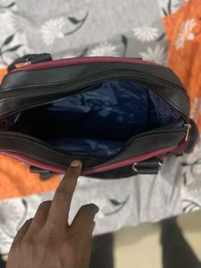 Burgundy &amp; Black Quilted Satchel