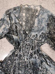 Ethereal Bell Sleeve Sheer Wrap around Top
