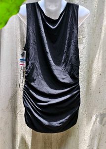 22207. Miniest Black Cowl Neck Dress