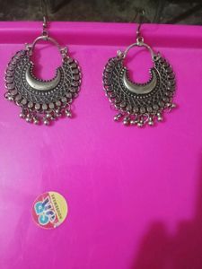 Silver Circle Oxidised Earrings