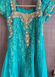 Green Embroidered Dress With Paijama &amp; Duptta