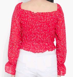 Red Floral Crop Top