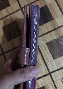 Coach Signature Canvas &amp; Purple Leather Wallet