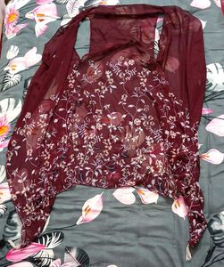 Floral Maroon Shrug