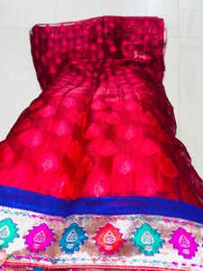 Elegant New Red Silk Saree