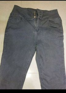 High-Waisted Grey Denim Jeans