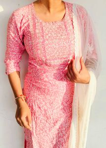 Pink Floral Print Kurta Set