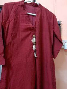 Burgundy Kurti With tassels