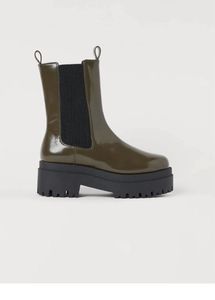 H&M Olive Platform Boots