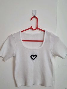 Cute White Heart Top