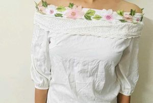 White Colour Crop Top