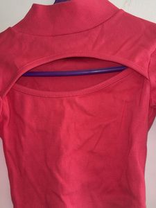 Pink Cutout Long Sleeve Top