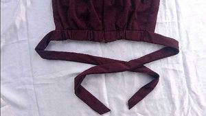 Burgundy Tie-Waist Crop Top