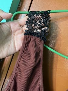 Brown Lace Detail Dress