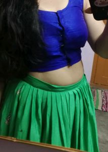 Parrot Green And Blue Lehenga Choli With Dupatta