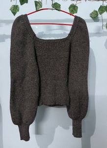 Square Neck Balloon Sleeve Sweater