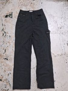 Black Denim With Side Cut Pattern