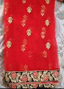 Beautiful Blue Lehanga With Red Dupatta