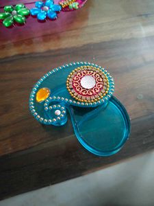 Decorated Pooja Thali with roli teeka dibbi