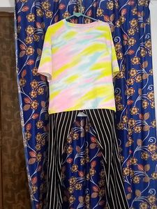 Tie Dye Top &amp; Striped Pants Set