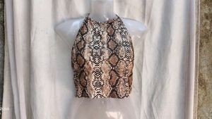 15171. Snakeskin Halter Crop Top