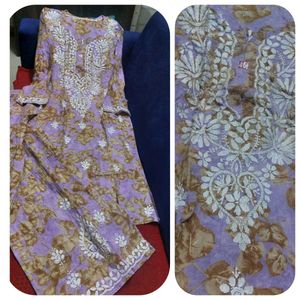 Pure Mul Cotton Chickenkari Top Bottom