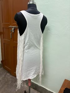 White Fringe Tank Top